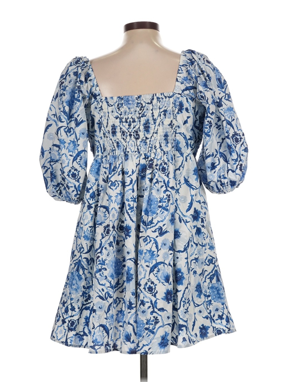 NWT Abercrombie & Fitch Emerson Poplin Light Blue and White Boho Printed Dress - Picture 3 of 4